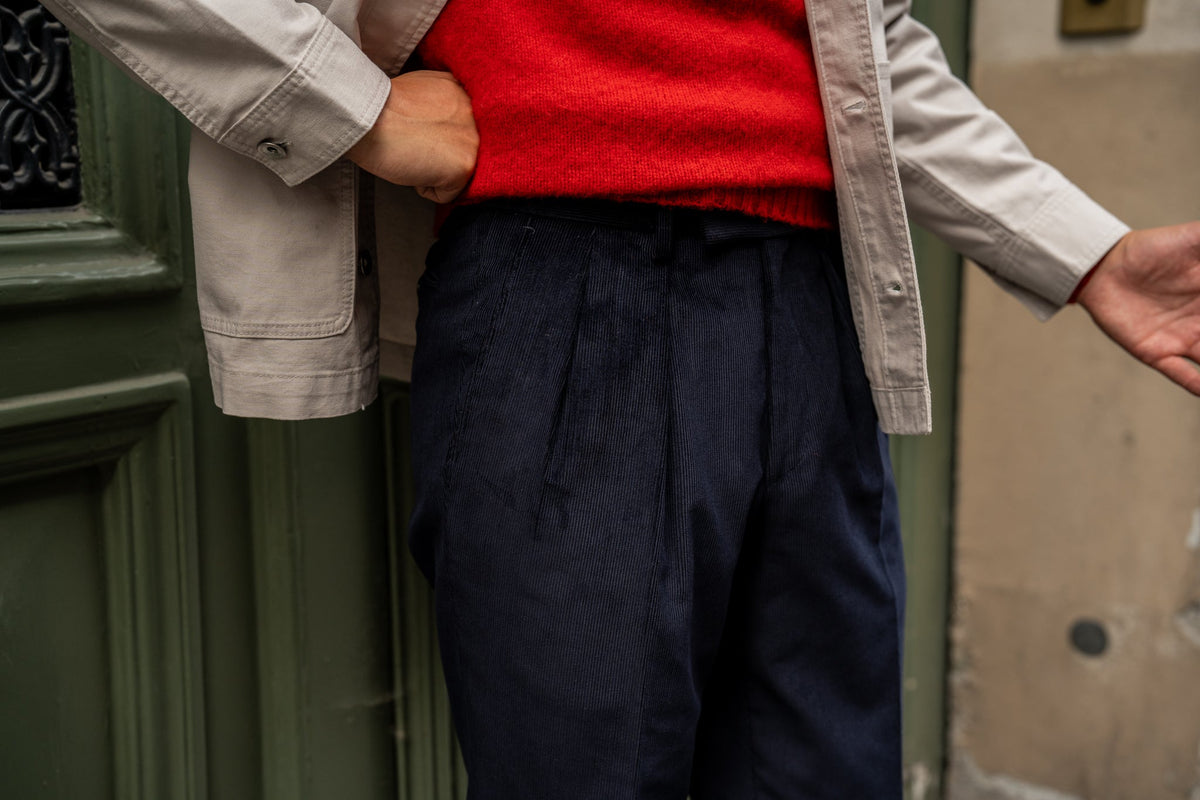 Navy Cotton Corduroy Trousers