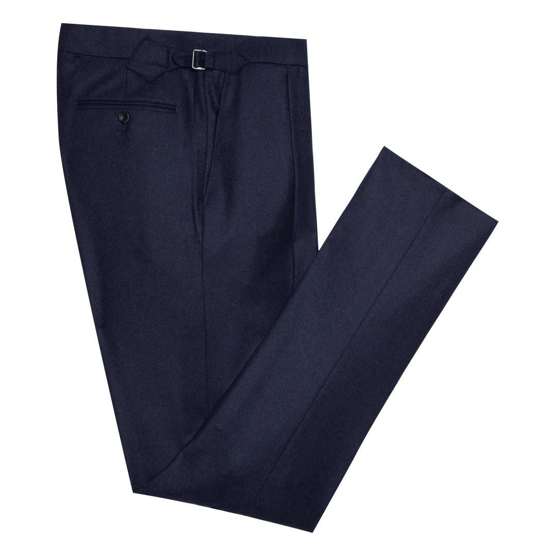 Delon Navy Wool Flannel Trousers