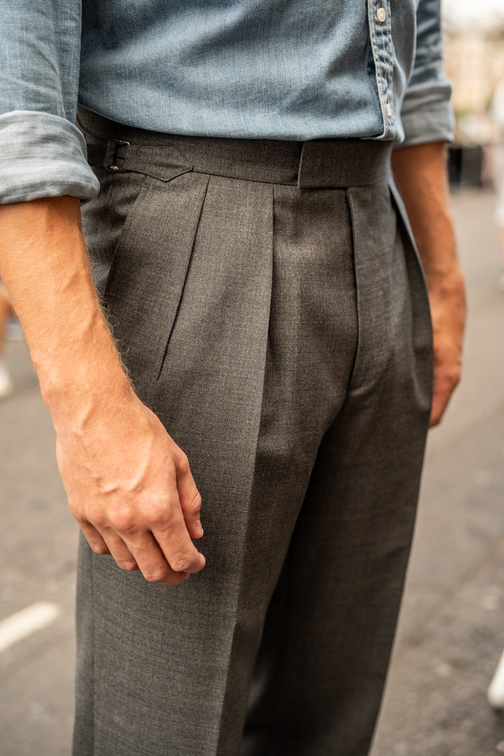 Grant Mid Grey Tropical Wool Trousers