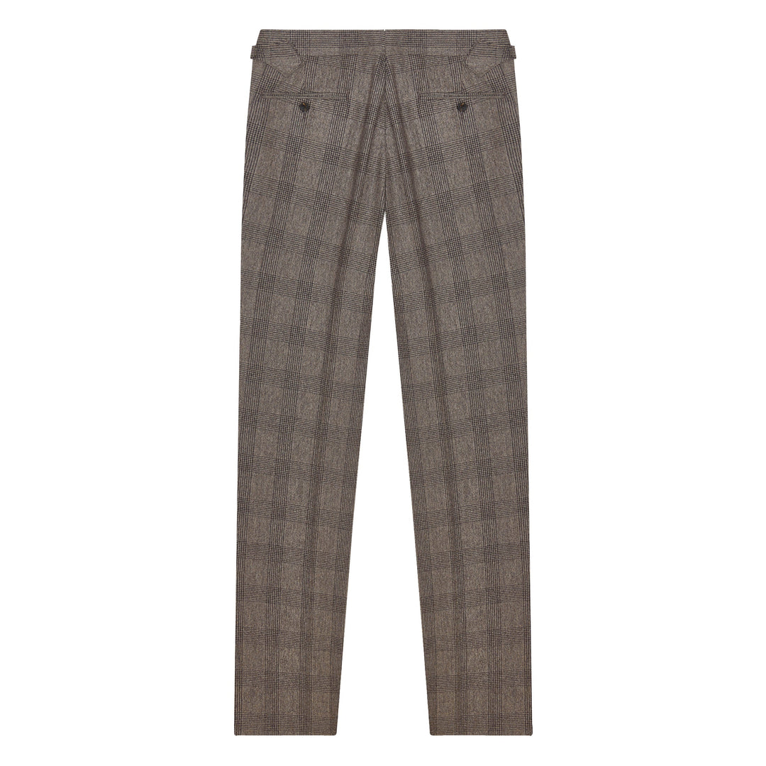 Aleks Brown Check Wool Flannel trousers-Kit Blake-savilerowtrousers