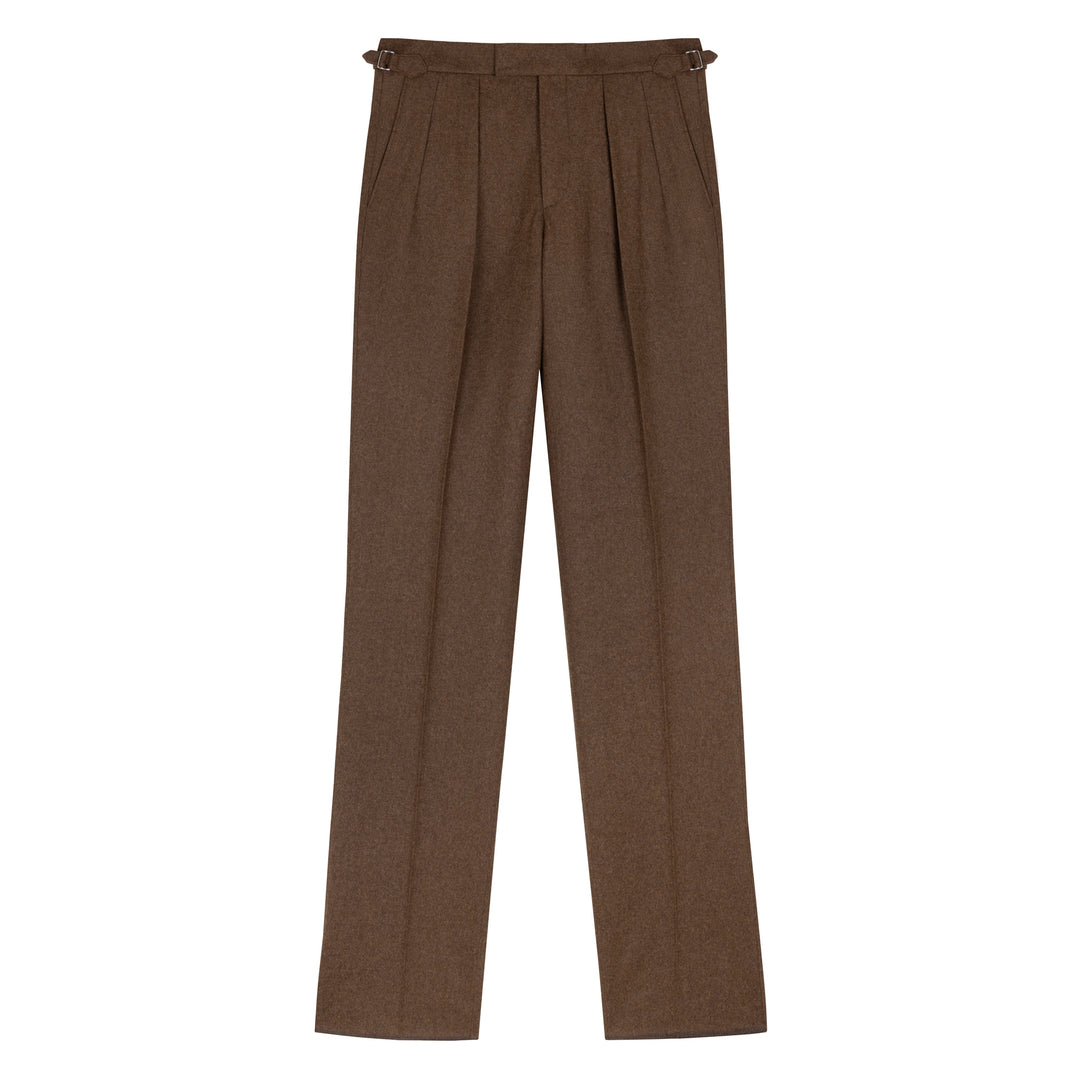Aleks Brown Fox Brothers Wool Flannel Trousers-Kit Blake