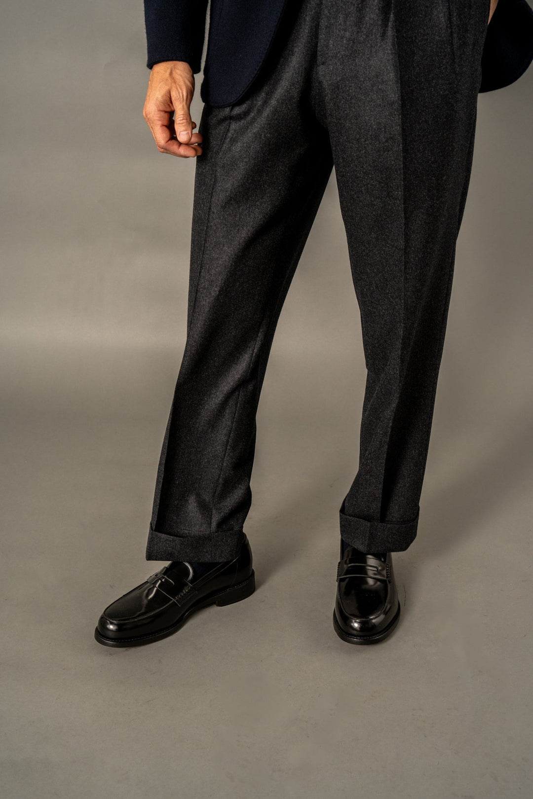 Aleks Charcoal Wool Flannel Trousers