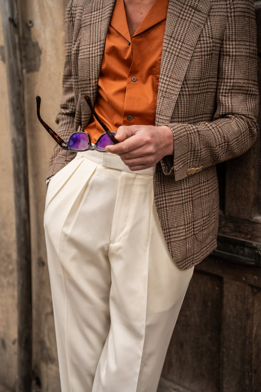 Aleks Cream Gabardine Wool Trousers-Kit Blake