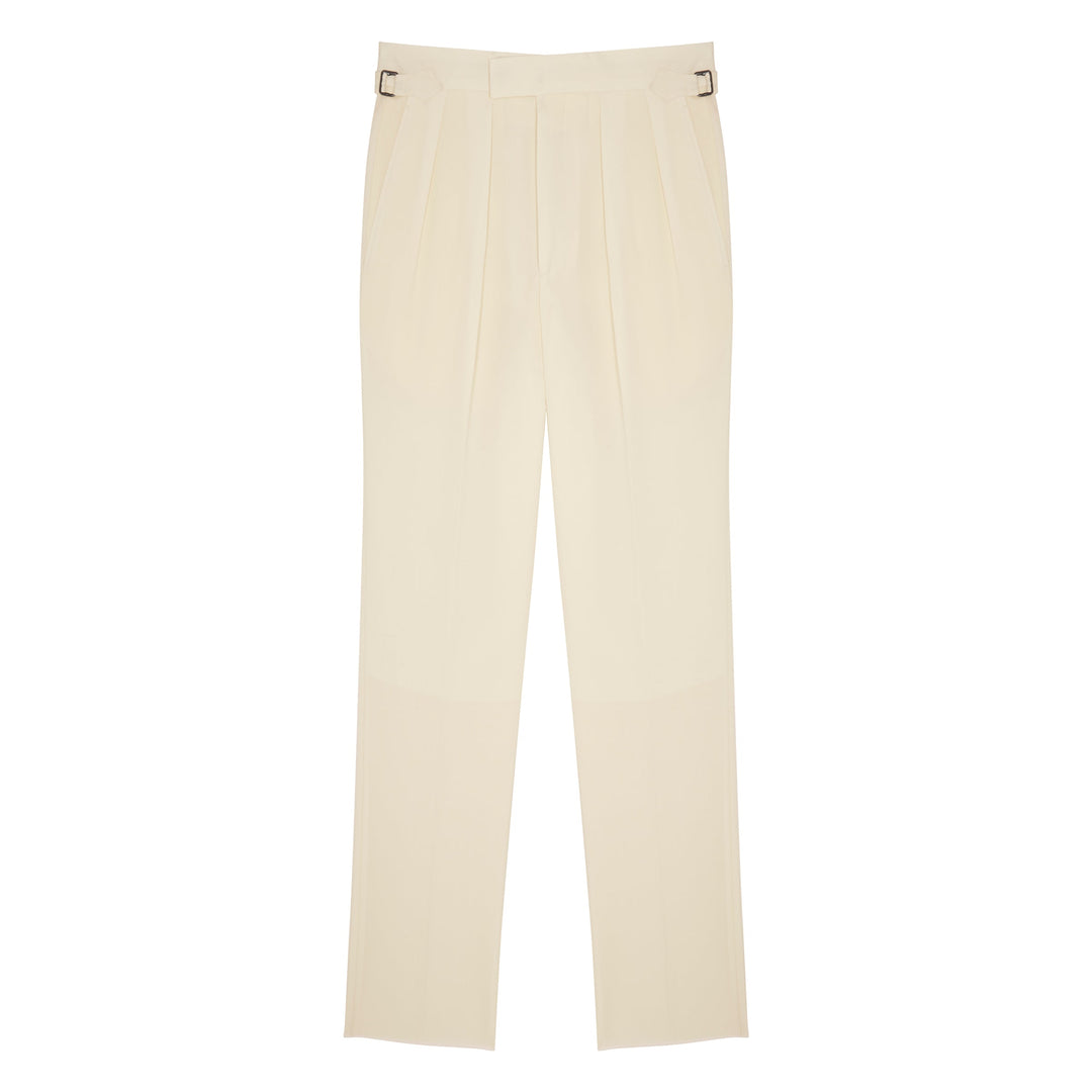 Aleks Cream Gabardine Wool Trousers-Kit Blake