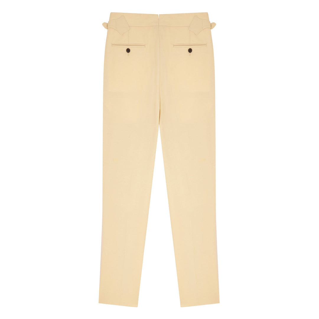 Aleks Cricket Ecru Wool Flannel Trousers-Aleks-Kit Blake