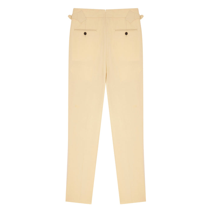 Aleks Cricket Ecru Wool Flannel Trousers-Aleks-Kit Blake