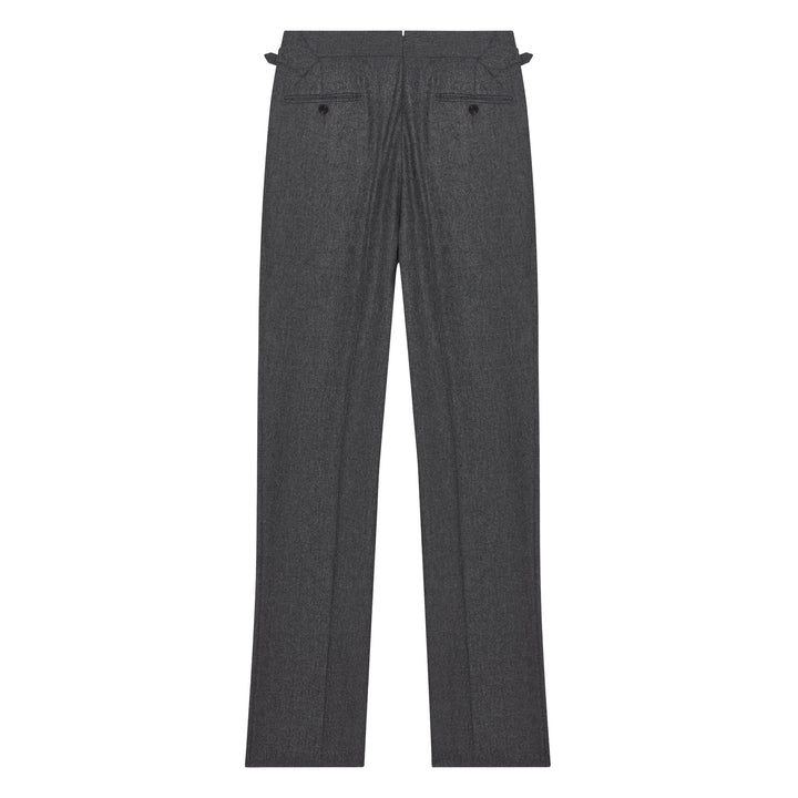 Aleks Dark Grey Wool Flannel trousers-Kit Blake-savilerowtrousers