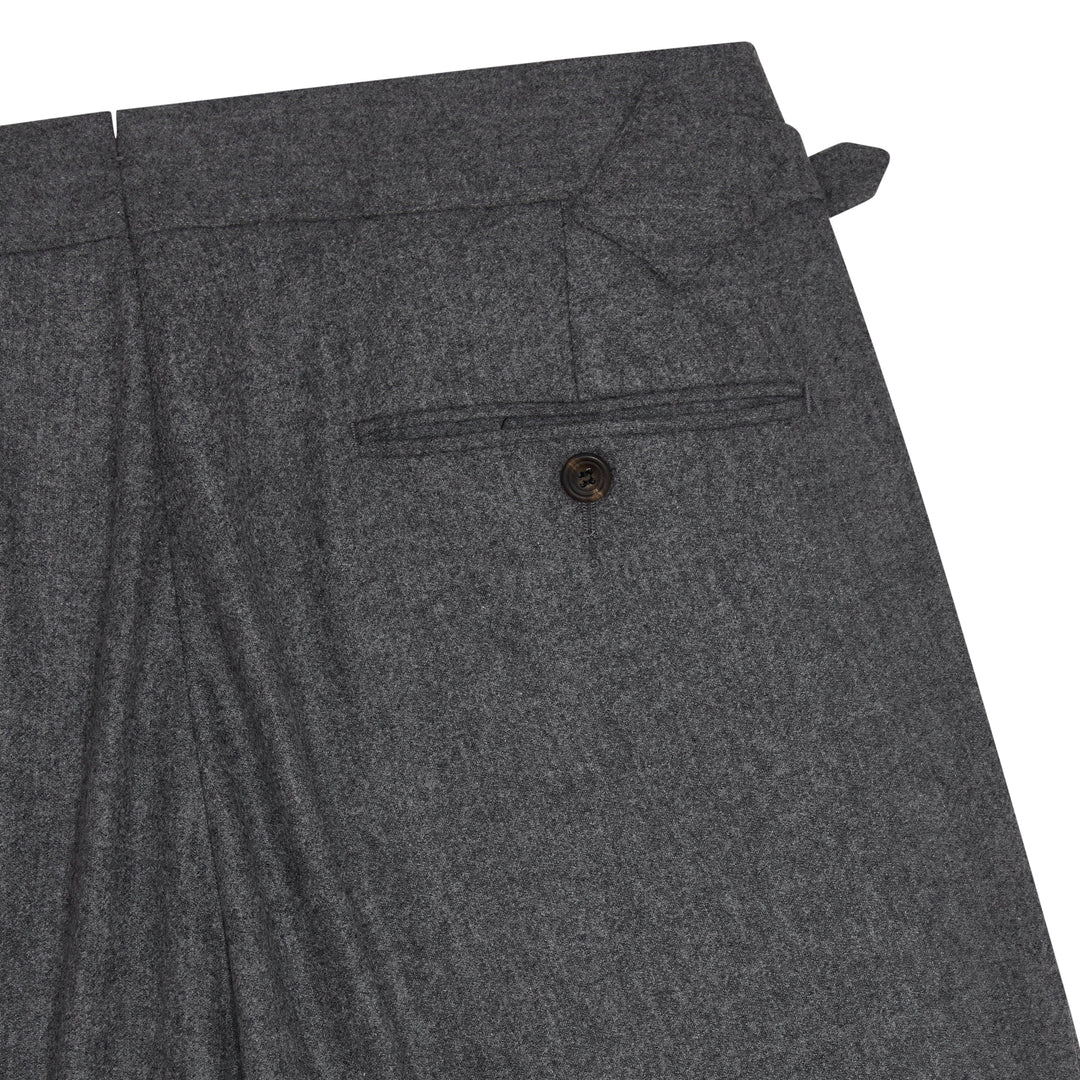 Aleks Dark Grey Wool Flannel trousers-Kit Blake-savilerowtrousers