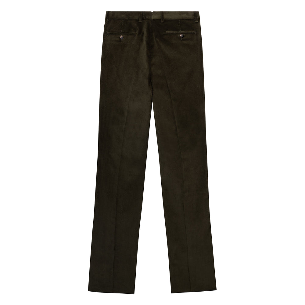 Aleks Dark Olive Cotton Corduroy Trousers-Kit Blake