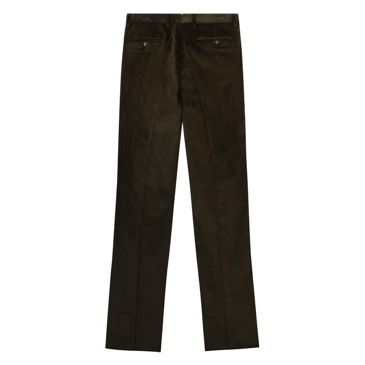 Aleks Dark Olive Cotton Corduroy Trousers-Kit Blake