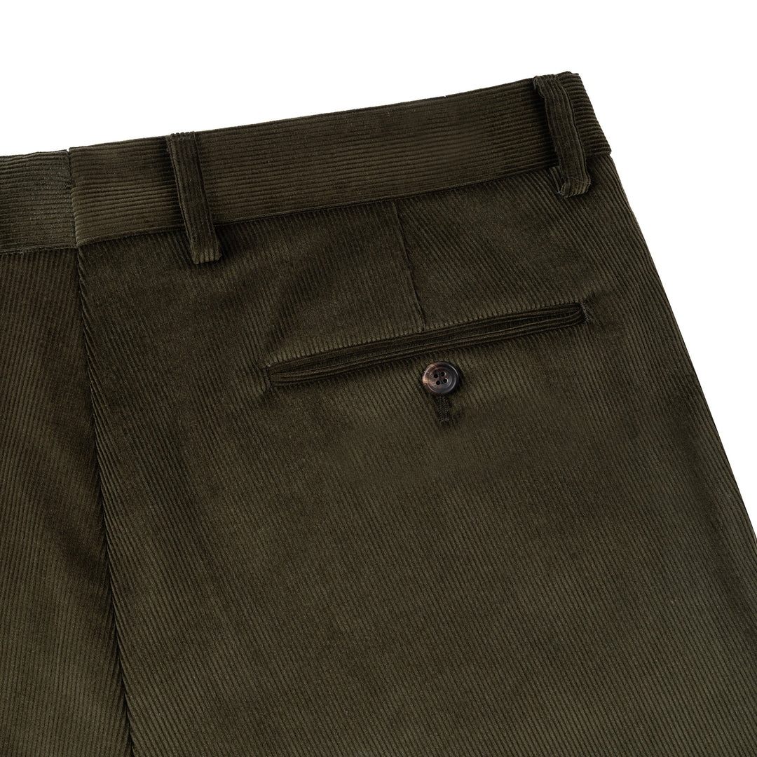 Aleks Dark Olive Cotton Corduroy Trousers-Kit Blake