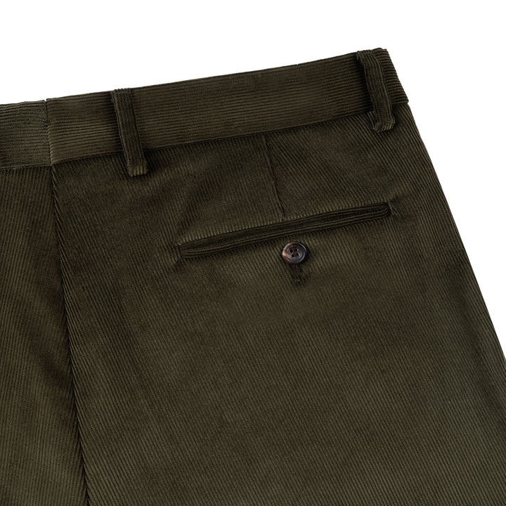Aleks Dark Olive Cotton Corduroy Trousers-Kit Blake