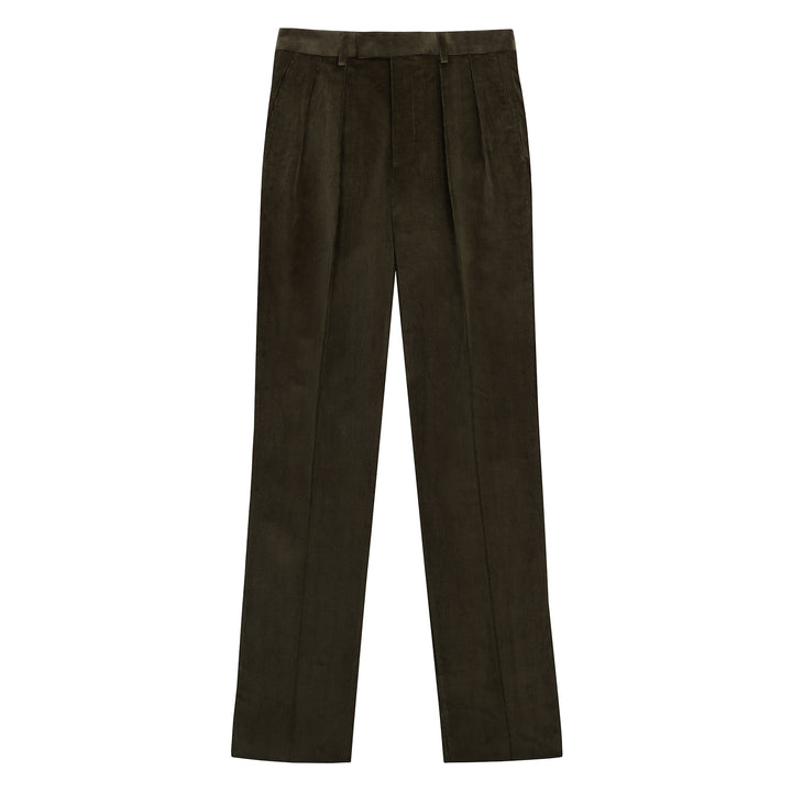 Aleks Dark Olive Cotton Corduroy Trousers-Kit Blake