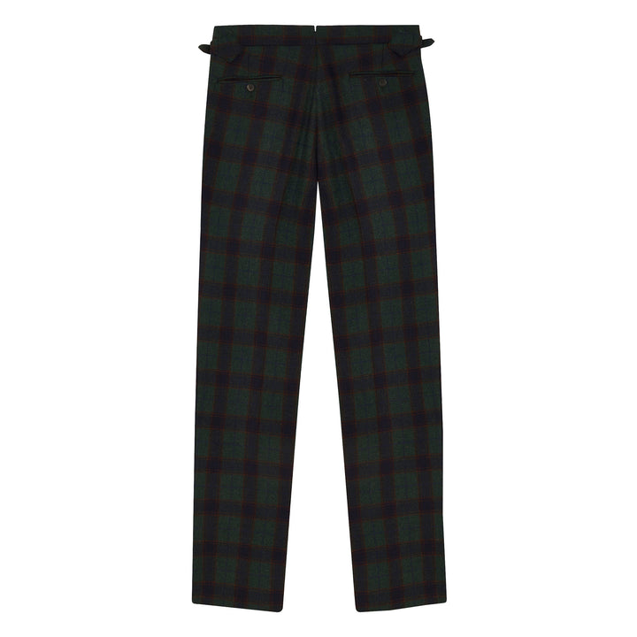 Aleks Green and Navy Check Wool Tartan Trousers-Aleks-Kit Blake-Savile Row Trousers