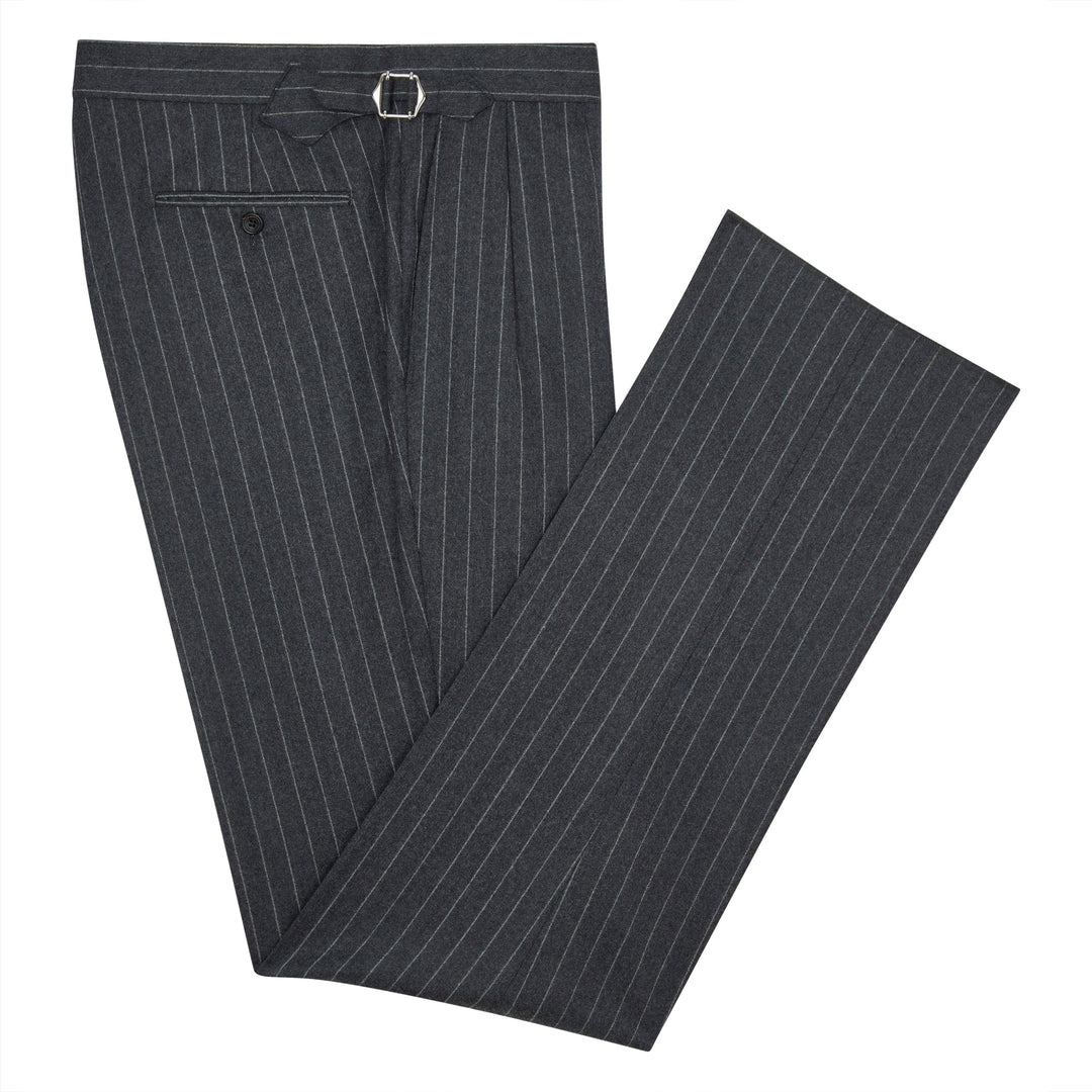 Aleks Grey Chalkstripe Wool Flannel trousers