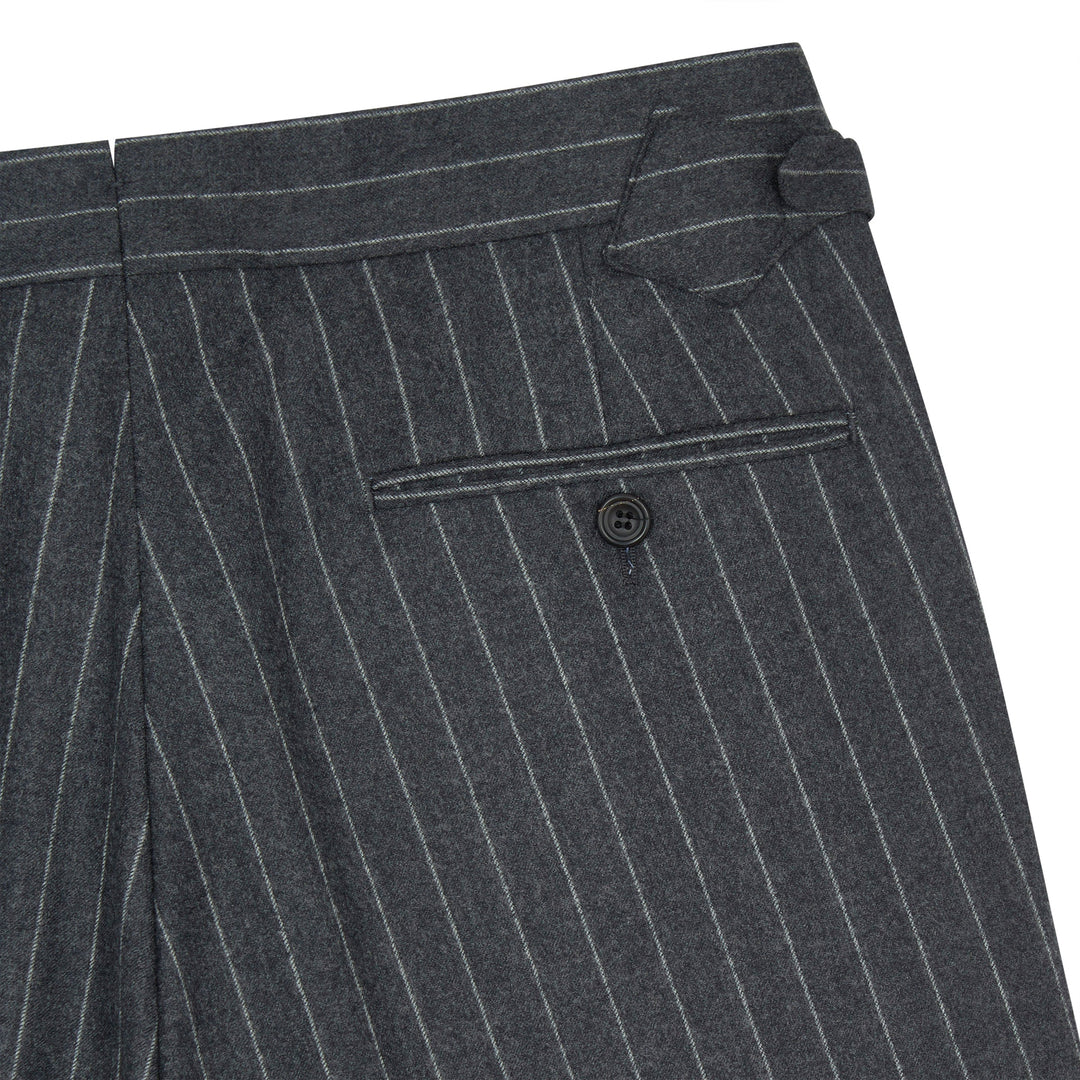 Aleks Grey Chalkstripe Wool Flannel trousers