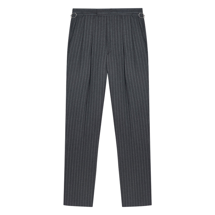 Aleks Grey Chalkstripe Wool Flannel trousers