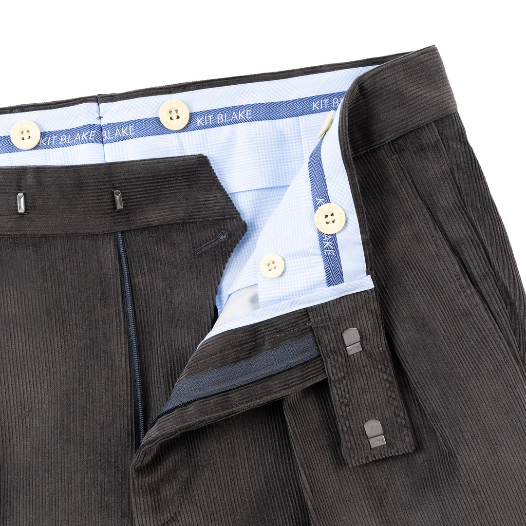 Aleks Grey Cotton Corduroy Trousers-Kit Blake