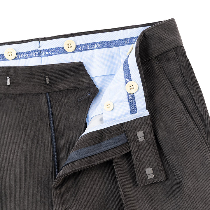 Aleks Grey Cotton Corduroy Trousers-Kit Blake