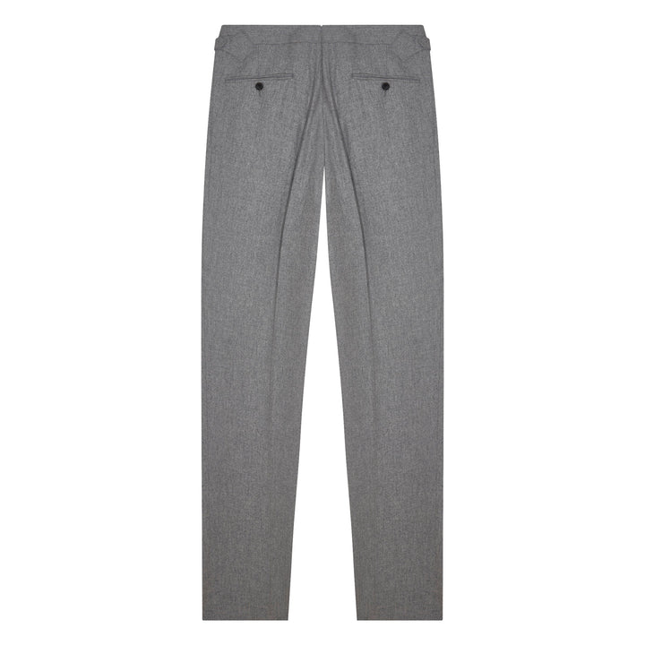 Aleks Light Grey Wool Flannel trousers-Kit Blake-savilerowtrousers