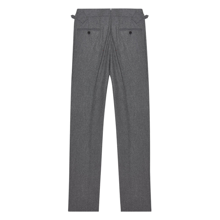 Aleks Mid Grey Wool Flannel trousers-Kit Blake-savilerowtrousers