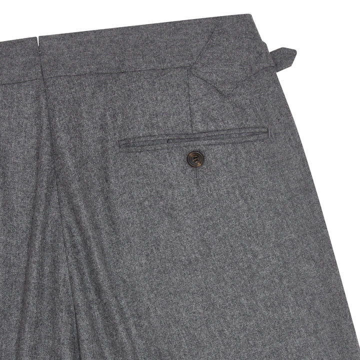 Aleks Mid Grey Wool Flannel trousers-Kit Blake-savilerowtrousers