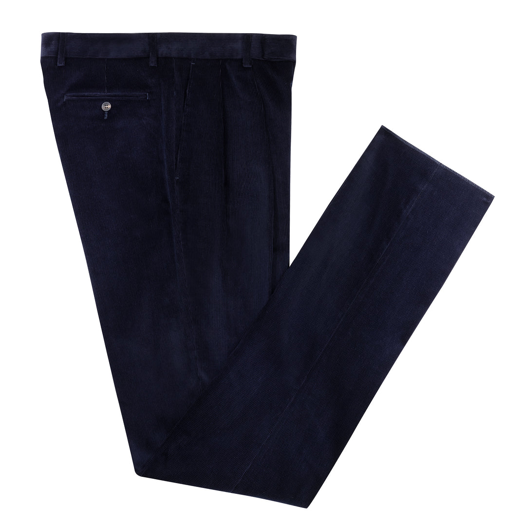 Aleks Navy Cotton Corduroy Trousers-Kit Blake