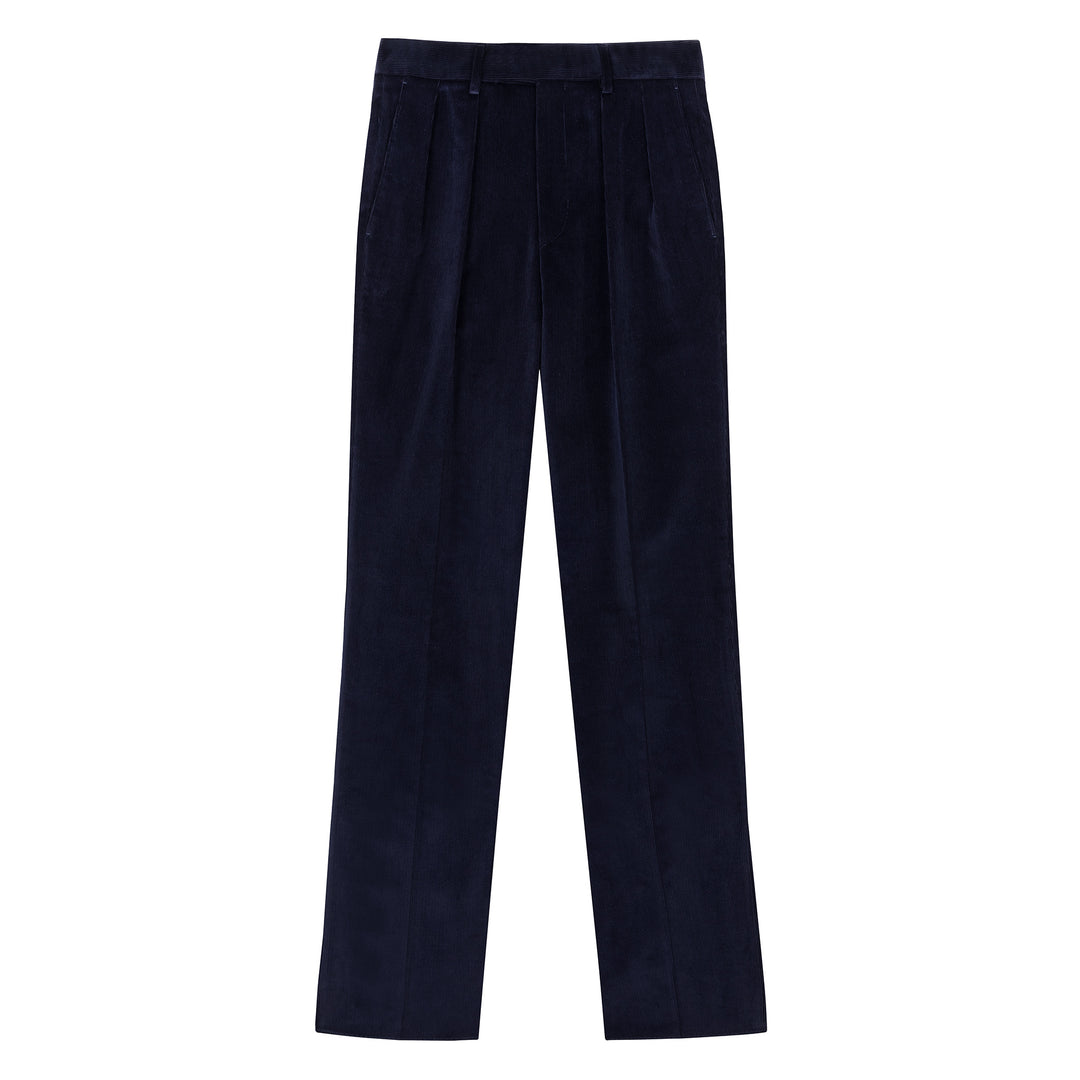 Aleks Navy Cotton Corduroy Trousers-Kit Blake