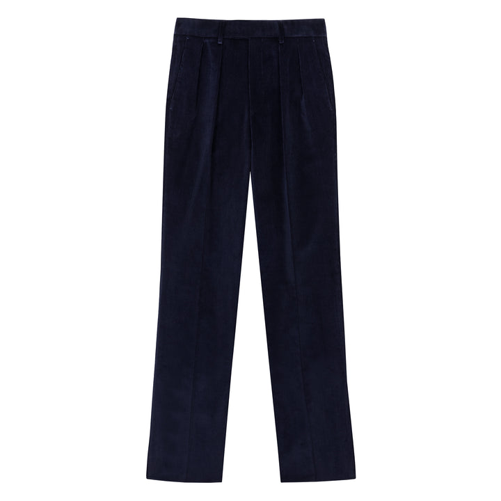Aleks Navy Cotton Corduroy Trousers-Kit Blake
