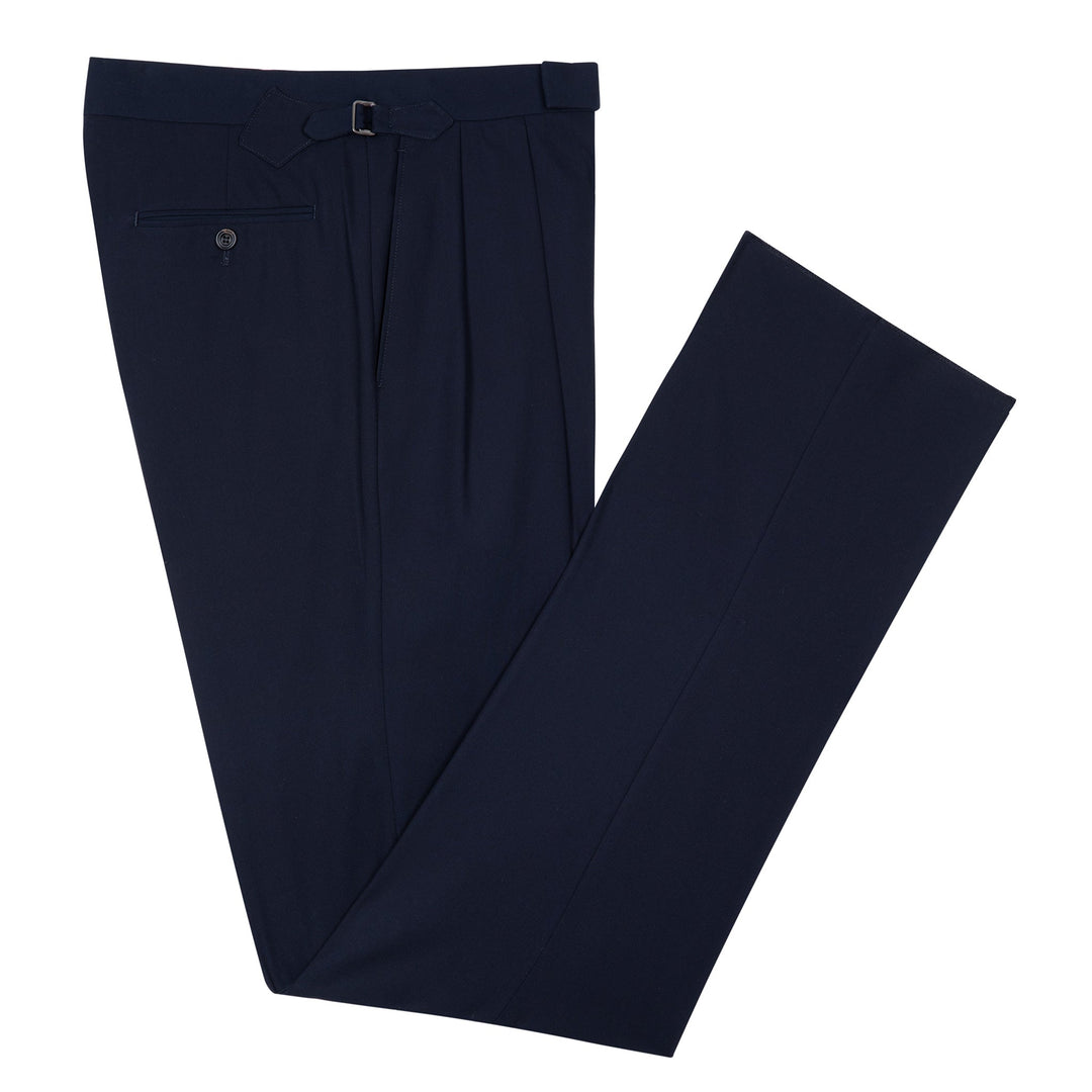 Aleks Navy Cotton Twill Trousers-Kit Blake-Savile Row Inspired