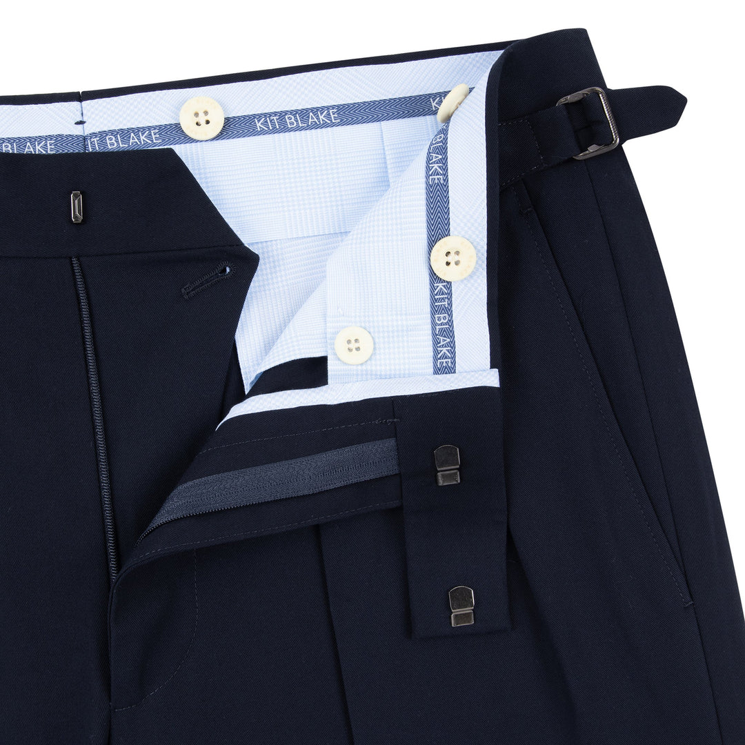 Aleks Navy Cotton Twill Trousers-Kit Blake-Savile Row Inspired