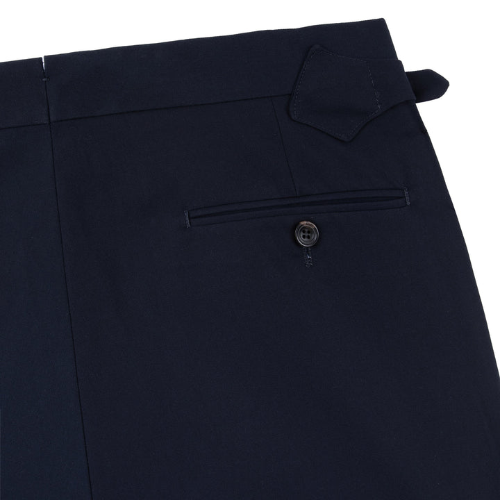 Aleks Navy Cotton Twill Trousers-Kit Blake-Savile Row Inspired