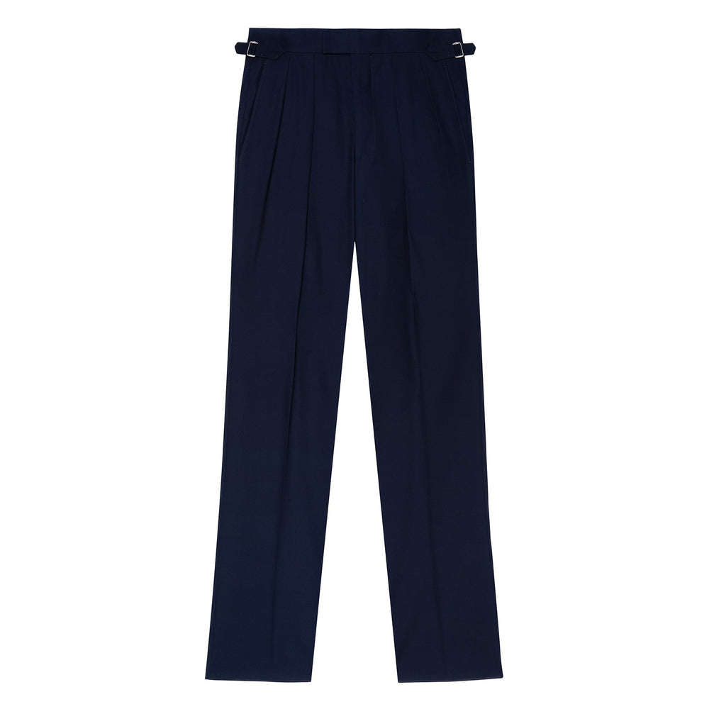 Aleks Navy Cotton Twill Trousers-Kit Blake-Savile Row Inspired