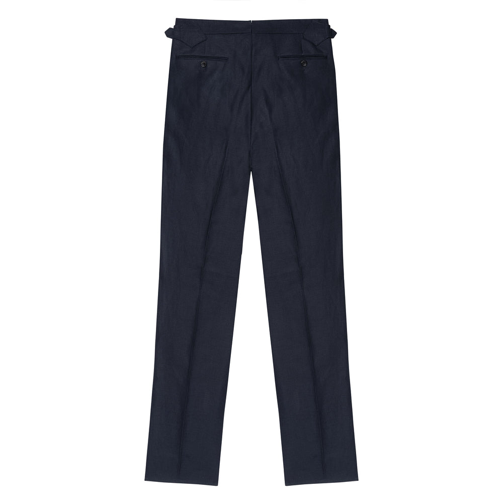 Aleks Navy Linen Trousers-Kit Blake-Savile Row Inspired