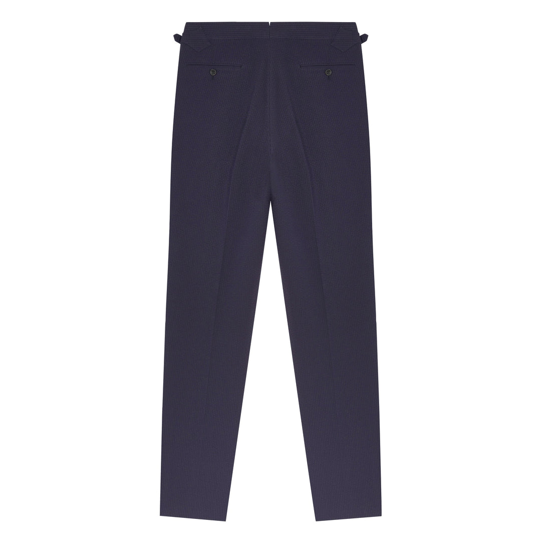 Aleks Navy Seersucker Cotton Trousers