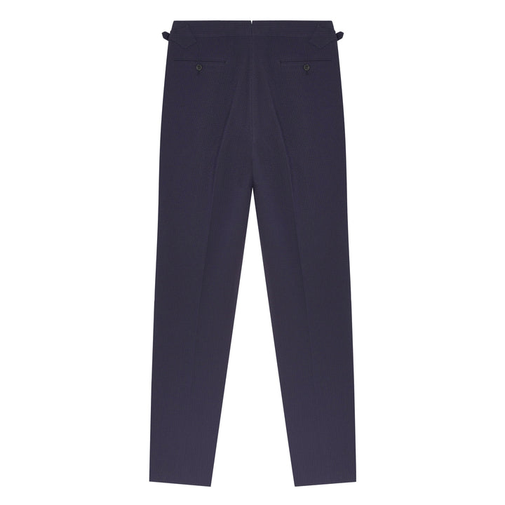 Aleks Navy Seersucker Cotton Trousers