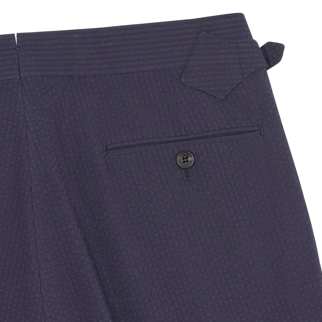 Aleks Navy Seersucker Cotton Trousers