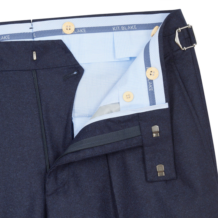 Aleks Navy Wool Flannel Trousers