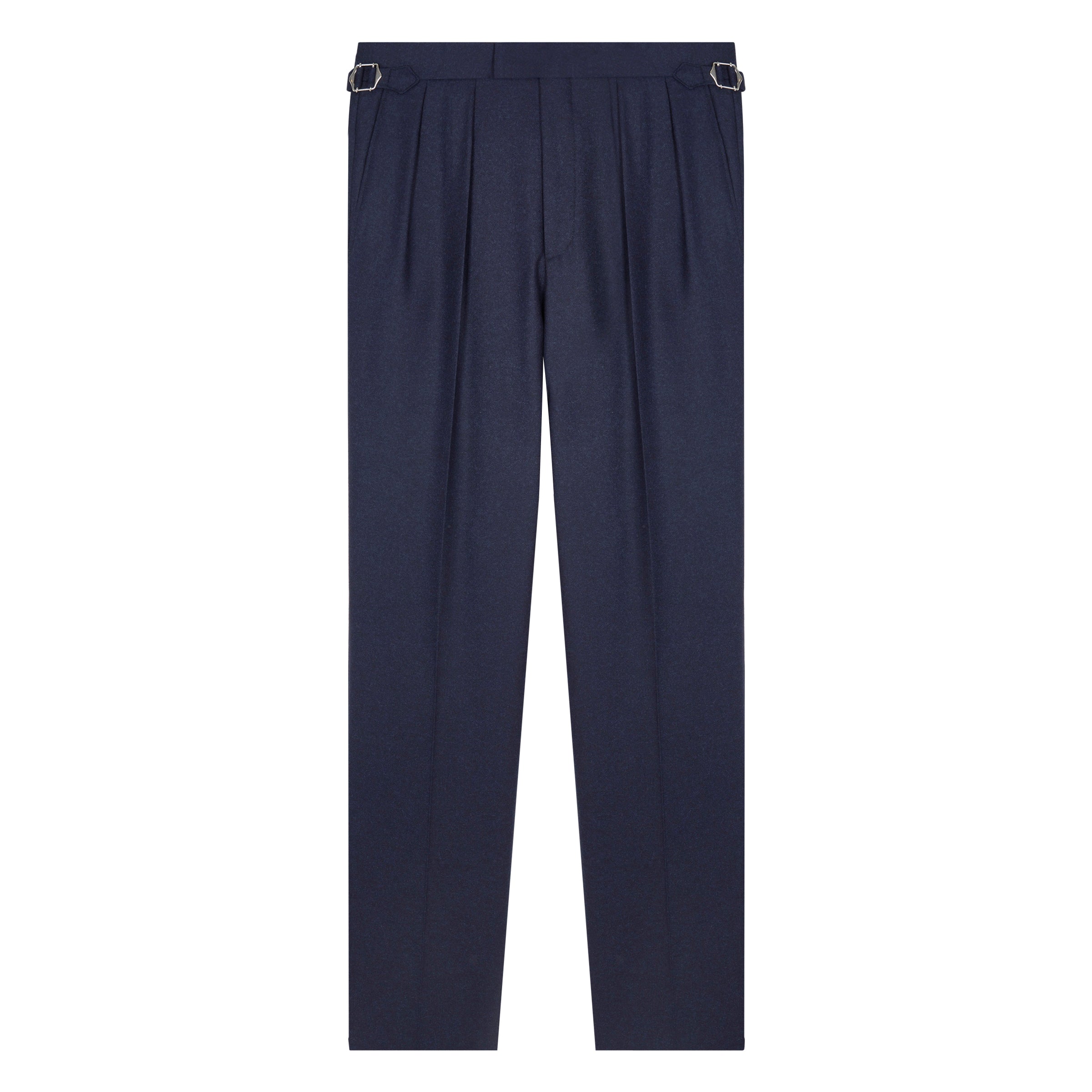 Aleks Navy Wool Flannel Trousers – Kit Blake