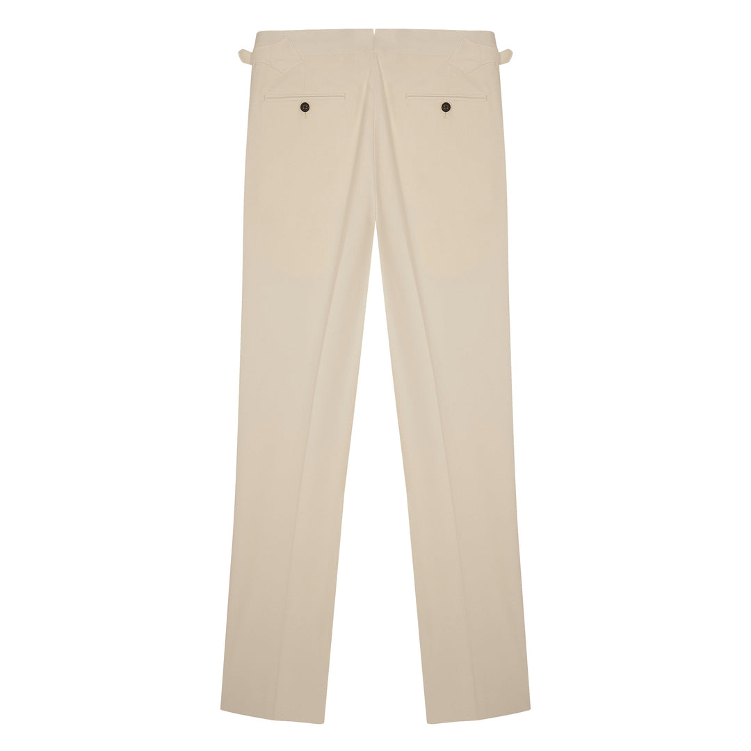 Aleks Off-White Cotton Twill Trousers-Kit Blake-savilerowtrousers