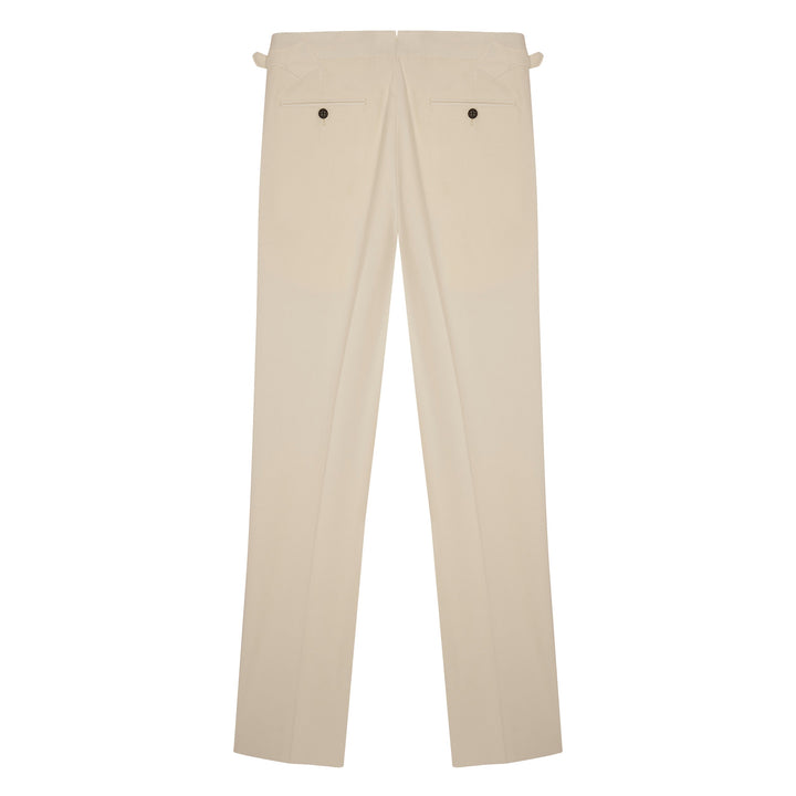 Aleks Off-White Cotton Twill Trousers-Kit Blake-savilerowtrousers