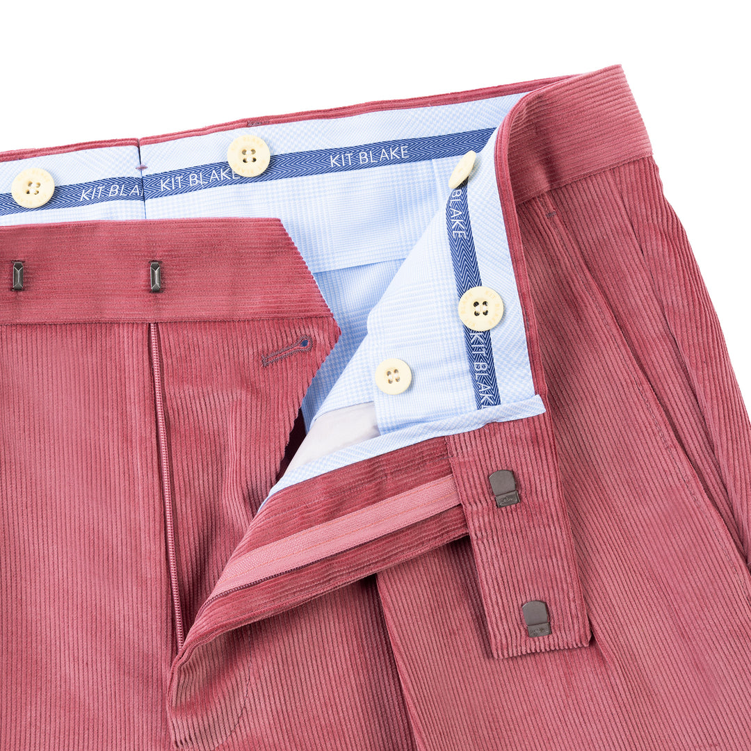 Aleks Soft Red Cotton Corduroy Trousers-Kit Blake