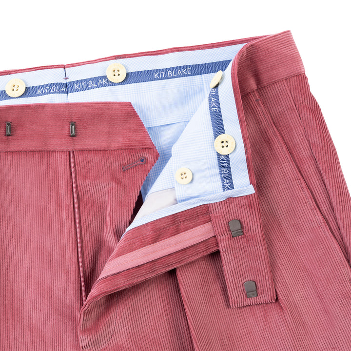Aleks Soft Red Cotton Corduroy Trousers-Kit Blake