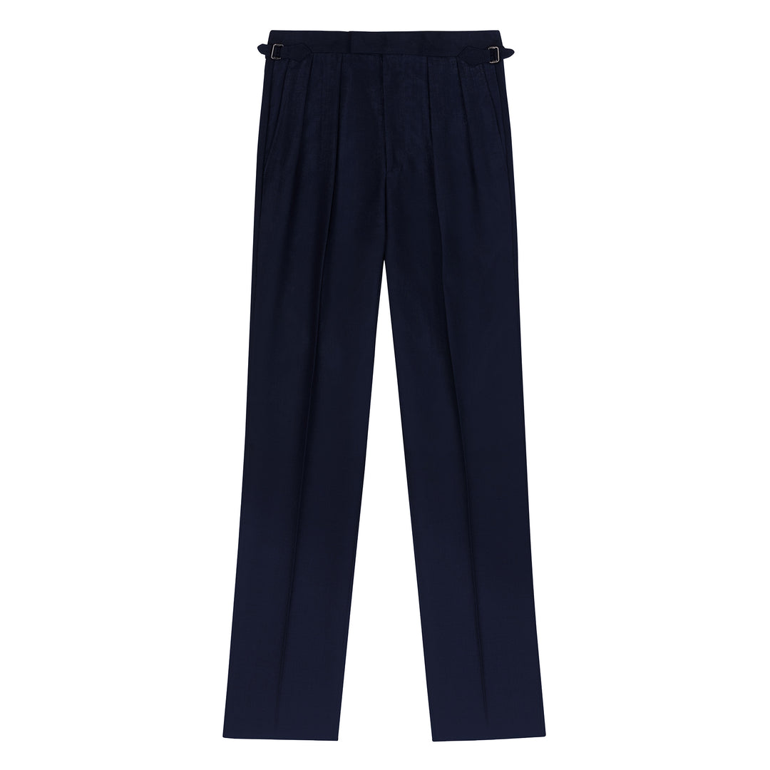 Aleks Navy Fresco Wool Trousers
