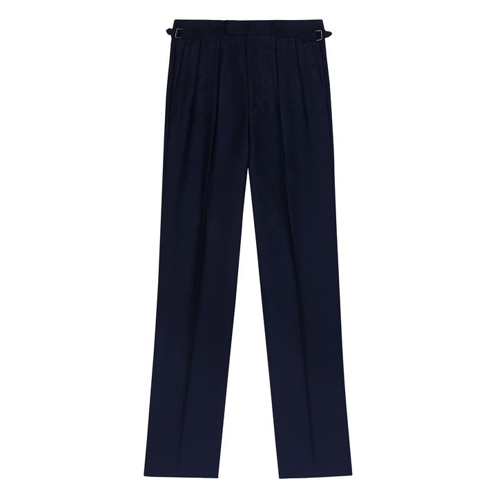 Aleks Navy Fresco Wool Trousers