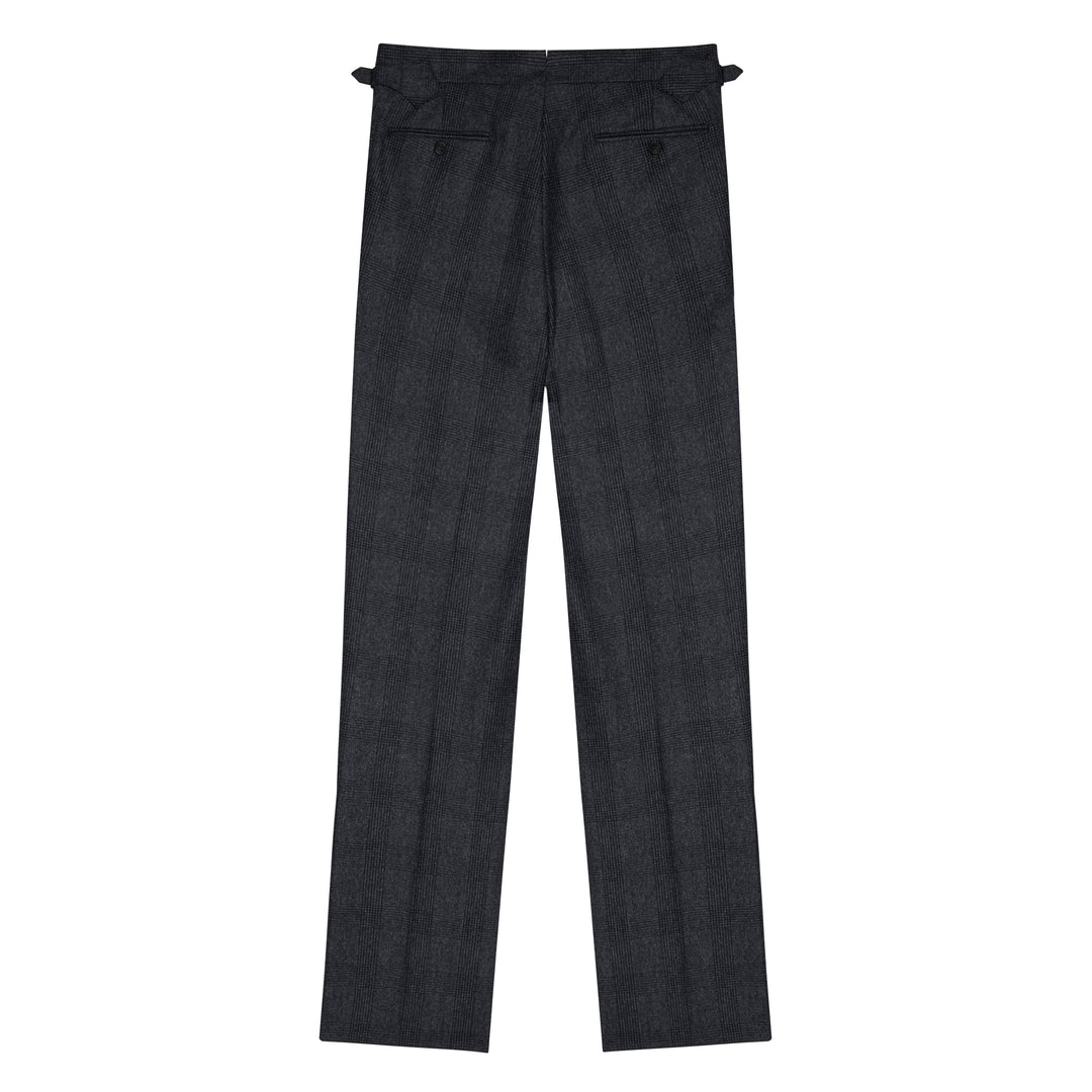 Aleks Dark Grey Check Wool Flannel Trousers