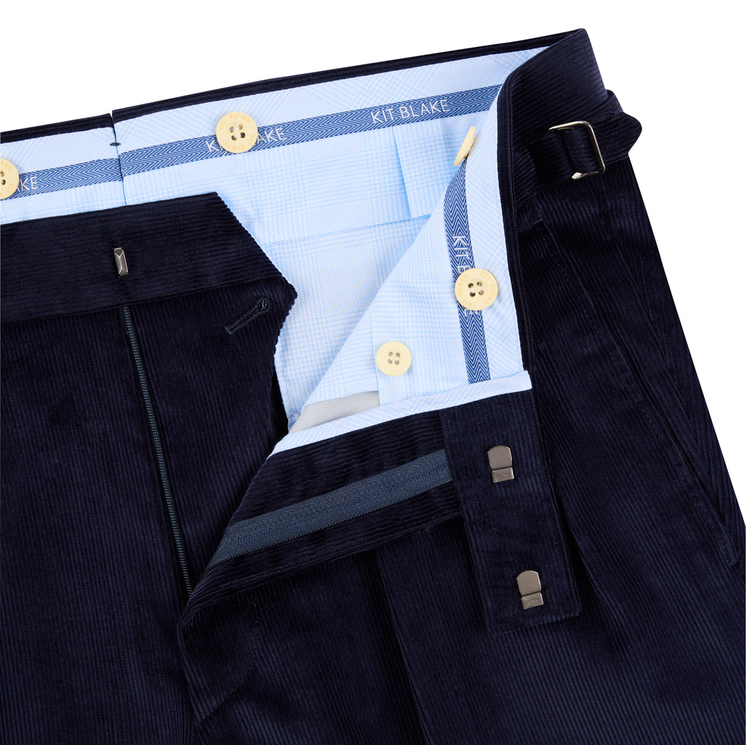 Aleks Navy Cotton Corduroy Trousers