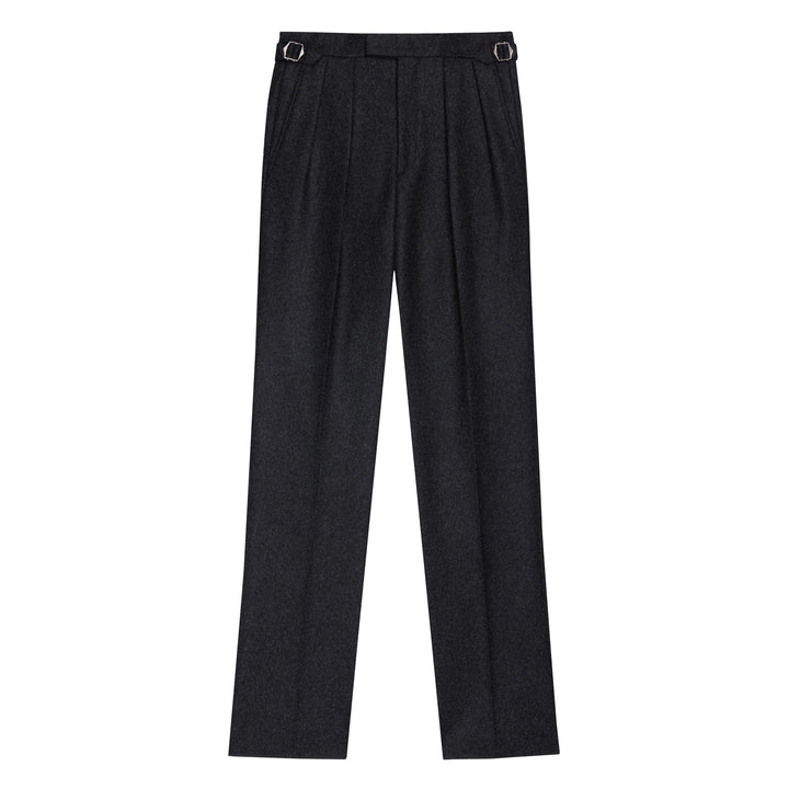 Aleks Heavyweight Charcoal Wool Flannel Trousers
