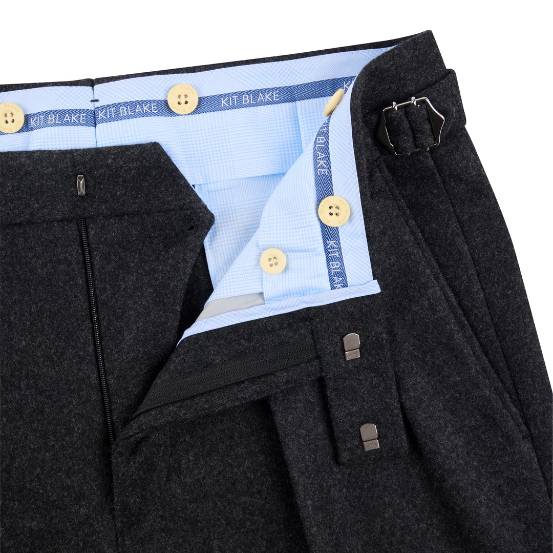 Aleks Heavyweight Charcoal Wool Flannel Trousers