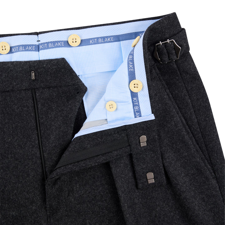 Aleks Heavyweight Charcoal Wool Flannel Trousers